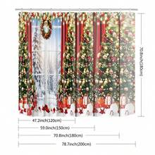1pc Christmas Window Snow Scene Shower Curtain, Vintage Design, Waterproof Bath Curtain, Suitable For Bathtub Divider, Bathroom Decor And Bathroom Accessories - Multicolor - View 3