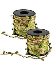 5m/Roll Jute Rope - Heavy Duty Hemp Rope With Green Leaf Pattern And Geological Texture, Rustic Style Rope, Perfect For Wedding, Bedroom, Garden And Party Decoration, Suitable For Gardening, Handicrafts, DIY Projects, Gift Wrapping, Home Decor - Jute Fiber Rope, Christmas Decoration, Christmas Gift Wrapping Rope (1/5m) Optional - Multicolor - View 2