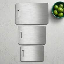1 Set High Quality Stainless Steel Cutting Board - Durable, Easy To Clean, Essential For Kitchen, Space Saving, Anti-Rust, Suitable For Food - Silver - View 12