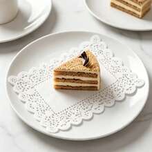 300pcs White Disposable Lace Paper Placemats, Rectangular Decorative Table Mats, Elegant Cake, Dessert, Coffee, Craft, Wedding Tableware, Party Decoration And Food Serving Paper Pads - White - View 5