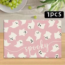 1/4/6pcs Halloween Series Pink Sweet & Cool Cute Ghost Pattern Printed Placemats, Heat Resistant Table Protector For Home Kitchen, Dining Table, Party Decor - Multicolor - View 14