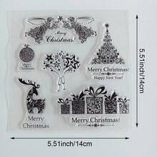 Merry Christmas Transparent Silicone Stamp, Xmas Tree Snowflake Gift Pattern Clear Seal For Handmade Card Album Notebook Decor - SD-2 - View 17