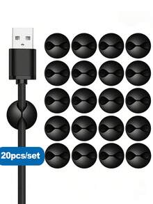 20/10-Pack Silicone Cable Clips, Desktop Data Cable Holder, Home Cable Organizer, Office And Car Charging Cable Organizer - Easy-To-Paste Design, Desktop Charger Cable Winder, Cable Storage Holder - Single-hole Cable Organizer - View 11