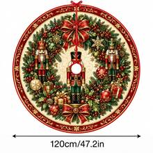 1件裝藍金冰雪城堡圖案聖誕樹裙，優雅節日裝飾，5種尺寸，中性節日禮物，適用於居家與派對聖誕裝飾 - 藍金冰雪城堡 - 查看 12