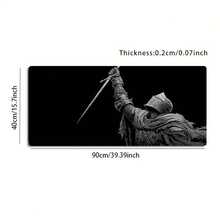 Black And White Style Sword-Wielding Knight Dynamic Pose Detailed Pattern, Non-Slip, Washable Bottom Large Size Desk Mat Office Desk Accessory, Computer Decoration Accessory Desktop Decor Stain-Resistant Gaming Mouse Pad, Ideal Gift For Gamers Extra Long Desk Mat, Fashionable Office Desktop Decoration And Study Accessory - Sword Knight - View 6