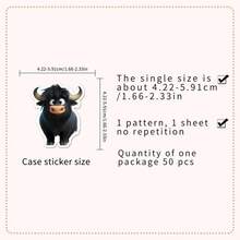 50 Cartoon Highland Cow Graffiti Stickers, Creative Motorcycle Stickers, Suitable For Cars, Laptops, Phone Cases, Suitcases, Skateboards, Helmets, Bicycles, Etc - Multicolor - View 4