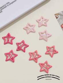 100/50/30/10 Stück süße Y2K rosa fünfzackige Stern BB Haarspangen, Pony-Federclips, grundlegende Haaraccessoires für Mädchen für den täglichen Schul- und Partygebrauch - Verschiedenfarbig - Übersicht 4