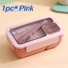 1pc Lunch Box With Utensils, Portable Leak-Proof Food Storage Container, Dishwasher , Microwaveable, Easy To Clean, For Back To School, Classes, College, Office, Camping And Picnic, School Supplies, Kitchen Storage Box And Cabinet, Kitchen Accessories - Multicolor - View 13
