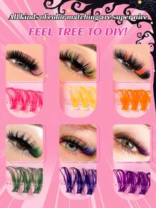 Multi‑Style Multi‑Color 408‑Pcs D‑Curl Lash Clusters, 9‑16mm Ultra‑Thin Soft Lightweight DIY Layering False Eyelashes,Easy For Beginners To Use And Suitable For Daily Wear,Partiesand Cosplay,They Are Perfect For Halloween And Christmas Styling Needs - D - View 4