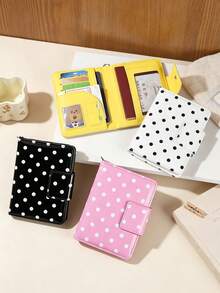 1Pc Ins Style Polka Dot Print Passport Holder,Portable Travel Card Holder Passport Bag,Simple And Multifunctional Document Holder Ticket Folder - Multicolor - View 1