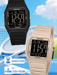 SANDA. SANDA 6355 Fashion Student Electronic Watch Square Multifunction Waterproof LED Luminous Outdoor Sports Men's Watch - One Size Fits All - View 4