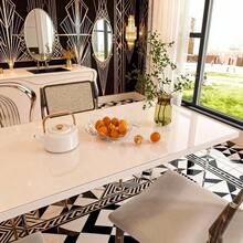 1pc 90*180cm Elegant Transparent Rectangular Tablecloth, Suitable For Long Tables, Rectangular Folding Tables, Craft Fairs, Exhibitions, Parties, Weddings, Events, Celebrations, Halloween, Christmas, Buffets, Birthdays, Decorative Fabric, Receptions, Restaurants, Outdoor Activities, Camping, Daily Banquets And More. - White - View 6