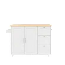Kitchen Island On Wheels, Rolling Storage Trolley With Foldable Tabletop, 3 Drawers, 2 Doors, Lockable Swivel Wheels, Towel Rack – Versatile For Dining Room & Living Room,135*44(70)*90cm - View 10