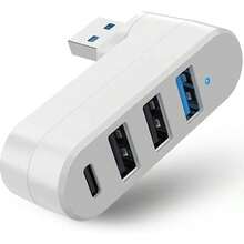 4 Port USB 3.0 Hub 180° Rotatable USB Splitter With 3 USB-A Ports + 1 USB-C Power & Data Port, Portable USB Expander Compatible With Laptop, Smart Computer, Car And More - one-size - View 12