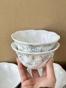 1pc Ins Style French Vintage Fresh Elegant High-End Exquisite Ceramic Bowl, Suitable For Fruit, Rice, Noodles, Salad, Etc., Ideal For Restaurant, Kitchen, Party Gathering, Gift Giving And Personal Use - Baby Blue - View 5