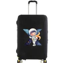 Elastic Luggage Cover, Cute Astronaut Galaxy Initial Print, Black Scratch-Resistant Luggage Protector, Travel Accessory, Luggage Not Included - Black - View 53