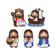 Cute Cartoon Jesus Enamel Pin,Christian Religious Fashion Decorative Pins For Backpack Bag Jacket Clothing, Perfect Gift For Men Women Friends - Multicolor - View 3