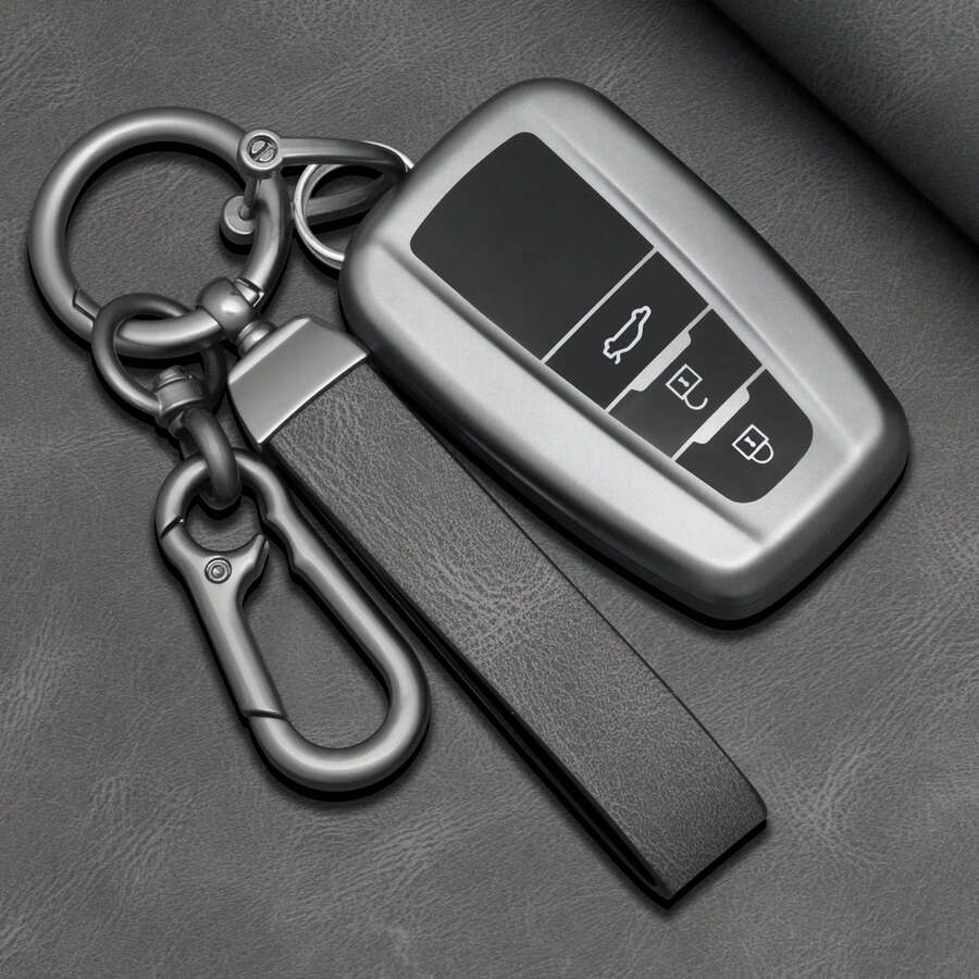 TPU Key Fob Cover With Keychain For Camry RAV4 Highlander Corolla Avalon Venza C-HR Sienna Tacoma Tundra, 360° Full Coverage Protection, Shockproof & Wear-Resistant, Clear Visual Button Design For Easy Operation - 3 BUTTON - View 1
