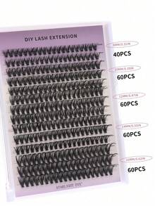 Faux Mink Eyelash Extensions, D Curl, Mixed Natural Style, 3D Russian Volume Eyelashes, Individual Eyelash Extension Tools - D - View 5