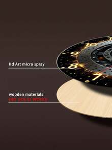 2D Flat 10/12 Inch Silent Round Red Brake Caliper Wooden Disc Wall Clock, Quartz Movement, Battery Powered (AA Battery Not Included) - Multicolor - View 4