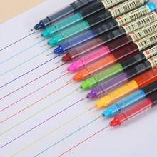 24/12/1pc Quick-Dry Liquid Ink Pen, 0.5mm Ultra-Fine Tip Direct-Writing Liquid Ink Pen, Smooth Writing Without Smudging, Suitable For Diary, Notes And School Office Supplies - A - View 2