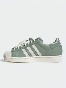 ADIDAS Superstar II Unisex Retro Shell Toe Sneakers | Matcha Green Leather Upper White Three Stripes Casual Shoes JR1331 - Matcha Green - View 1