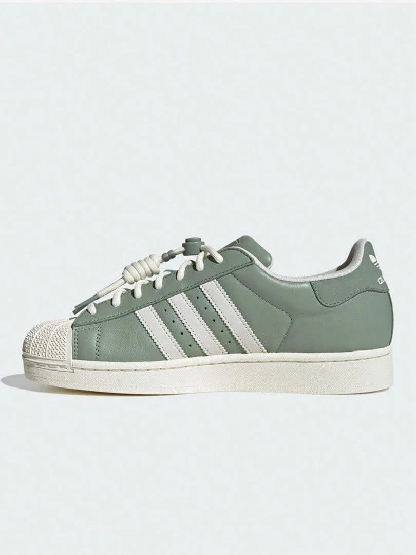 ADIDAS Superstar II Unisex Retro Shell Toe Sneakers | Matcha Green Leather Upper White Three Stripes Casual Shoes JR1331 - Matcha Green - View 1