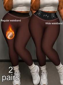 1pc/2pcs Women's Plus Size Warm Tights, Sexy Slim Fit Faux Translucent Thermal Lined Leggings, Winter Thickened Warm Fleece Tights, Women's Fashion Tights - Multicolor - View 34