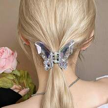 2 buah Jepit Rambut Plastik Kupu-kupu Chic Y2K untuk Wanita, Desain Elegan & Minimalis untuk Penggunaan Sehari-hari, Pesta, Riasan, Penataan Rambut, Aksesori Fashion - Putih - View 2