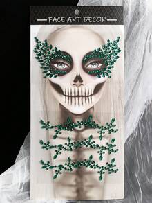STARTTOOS Halloween Face Gem Stickers Easter Makeup Party - 3D Green Face, Neck, Chest Decorative Rhinestone Stickers DIY Holiday Party Gift Decoration Gem Stickers 1pc/Pack - Green - View 10
