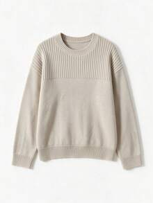 Sweater Rajut Leher Bulat Baru SEREN untuk Wanita, Atasan Pullover Bergaris Longgar, Cocok untuk Dipakai di Musim Gugur - Yan - View 6