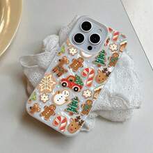 卡通聖誕樹雪人手機殼，適用於 iPhone 18 Pro Max 17 16 15 Plus 14 13 12 11 Pro Max 14 Plus，防震摺疊紋理軟殼，表面曲面紋理手機殼 - 白色-T12346 - 查看 5