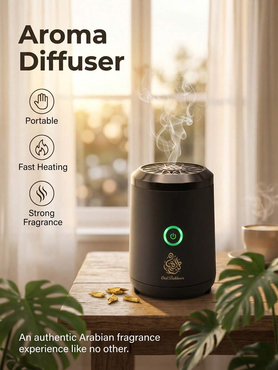 FIYIBAN Portable USB Solid Oud Essential Oil Aromatherapy Diffuser, Car & Home Dual Use, Fast Heating, Long-Lasting Fragrance, Aromatherapy Nebulizer, Suitable As Gift - Black - View 1