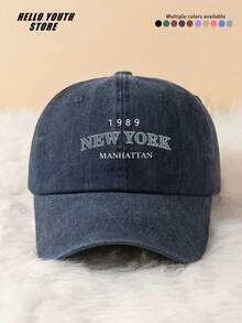 1pc "1989 NEW YORK" Printed Baseball Cap, Lightweight Adjustable Head Circumference Hard Brim Baseball Cap, Unisex Baseball Cap, Suitable For All Seasons, Daily Wear And Life Outfit Accessory, Hat Gift - A - View 7