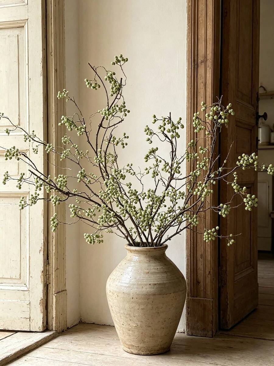 1pc 42-Inch Artificial Plant Stem Large Fake Berry Stem Branch For Vase Filler Office Wedding Tabletop Centerpiece Home Decor - Multicolor - View 1