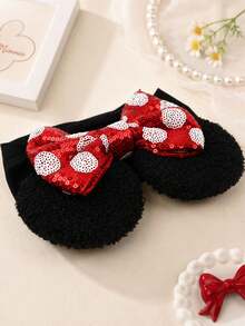 Disney 1PC Minnie Mouse Bow Headband, Black Plush Ears With Red Sequin Bow, Cute Party Accessory For Women And Girls - Multicolor - View 2
