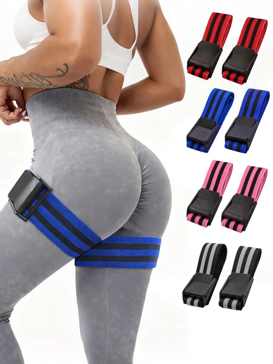 Adjustable BFR Training Bands Elastic Booty Bands For Arms Hips Legs Glutes Blood Flow Restriction Bands For Women Men Occlusion Resistance Bands For Glute Squat Thigh Exercises Home Workout Gym Exercise Equipment Gym Accessories