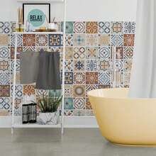 WALPLUS Tile Stickers Rabat Mediterranean Moroccan PVC 15 X 15 Cm 48 Pieces Multicolour Kitchen Bathroom Decor - one-size - View 4