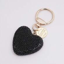 1pc Full Rhinestone Heart-Shaped Keychain, Women's Handbag Pendant, Solid Color Crystal Key Ring, Couple Heart-Shaped Keychain - View 19