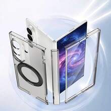 VIETAO 360度旋轉隱形支架透明材質手機殼，適用於 Galaxy Z Fold 8 Ultra 7 6 5 4 Fold7 手機保護殼 - 透黑 - 查看 9