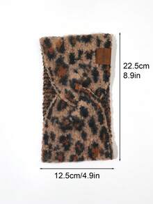 1pc Autumn/Winter Maillard Style Retro Brown Coffee Leopard Print Plush Wide Warm Soft Fabric High Elasticity Hairband Hair Accessory - Leopard Print Plush - View 3