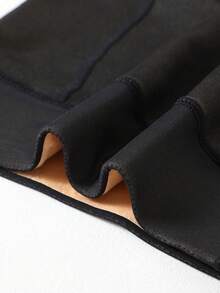 200G/80G Autumn/Winter Sheer Black Thermal Lined Thick Tights, Coffee Color, Daily Casual, Halloween, Christmas Gift - Clear - View 2