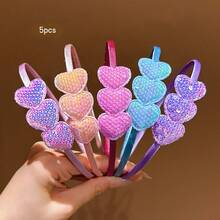 5pcs Colorful Heart-Shaped Headbands Sweet Style Hair Accessories Suitable For Daily Wear - Multicolor - View 10
