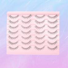 14 Pairs Large Capacity Faux Mink Eyelashes, Natural Dramatic Soft Wispy Fluffy Reusable Strip Lashes - Black - View 11