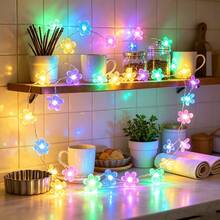 1PC 20LED Daisy Flower String Lights, Colorful Fairy Lights, Decorative LED Garland With Warm White Glow, Battery Powered Ambient Lights For Bedroom, Window, Restaurant, Wedding, Birthday, Christmas, Party, Holiday Home Decor - Multicolor - View 9