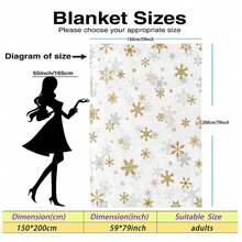 1pc Christmas Gold & Silver Snowflake Digital Print Flannel Blanket - Modern Style, Soft & Comfortable Polyester Knit Fabric For All Seasons, Multi-Purpose, Suitable For Sofa, Bed, Travel, Camping, Chair, Gift Blanket - White - View 9