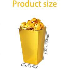 48/24/12PCS/1PC Kotak Popcorn Emas 4.35X2.76X1.97in Kotak Popcorn Kertas Mini Wadah Popcorn Karton Cocok Untuk Camilan Pesta Permen Kantong Popcorn Ulang Tahun Pernikahan Tempat Popcorn - Emas - View 9
