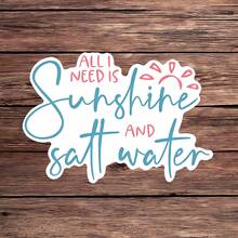 1PC Sunshine And Salt Water Beach Sticker, Summer Ocean Vacation Quote Vinyl Decal For Laptop Phone Case Luggage Water Bottle, Waterproof Decal Sticker, Aesthetic Stationery Scrapbook Accessories Gift For Her - S2544 - View 4