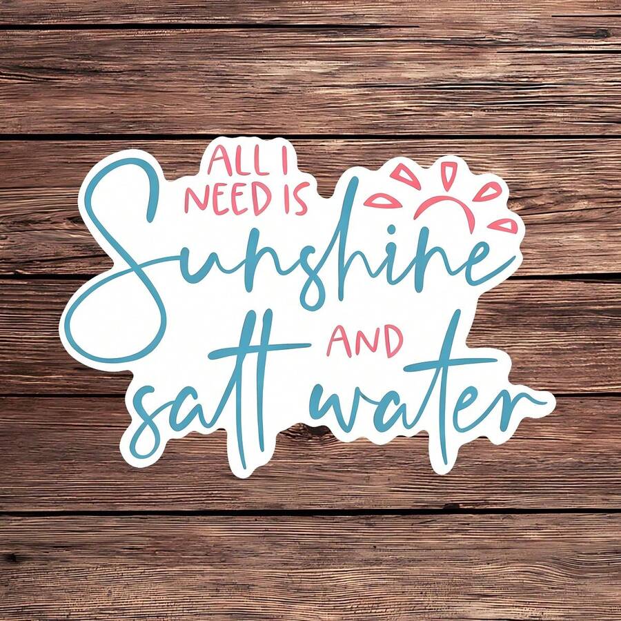 1件裝 Sunshine And Salt Water 海灘貼紙,夏季海洋度假金句乙烯基貼紙,適用於筆電、手機殼、行李箱、水壺,防水美學文具貼紙,剪貼簿配件,送給她的禮物 - S2544 - 查看 1