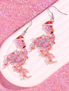 1 Pair Christmas Exquisite Fashion Personalized Cute Fun Unique Design Shiny Colorful Light Flamingo Acrylic Earrings, Women's Holiday Party Jewelry - Multicolor - View 5